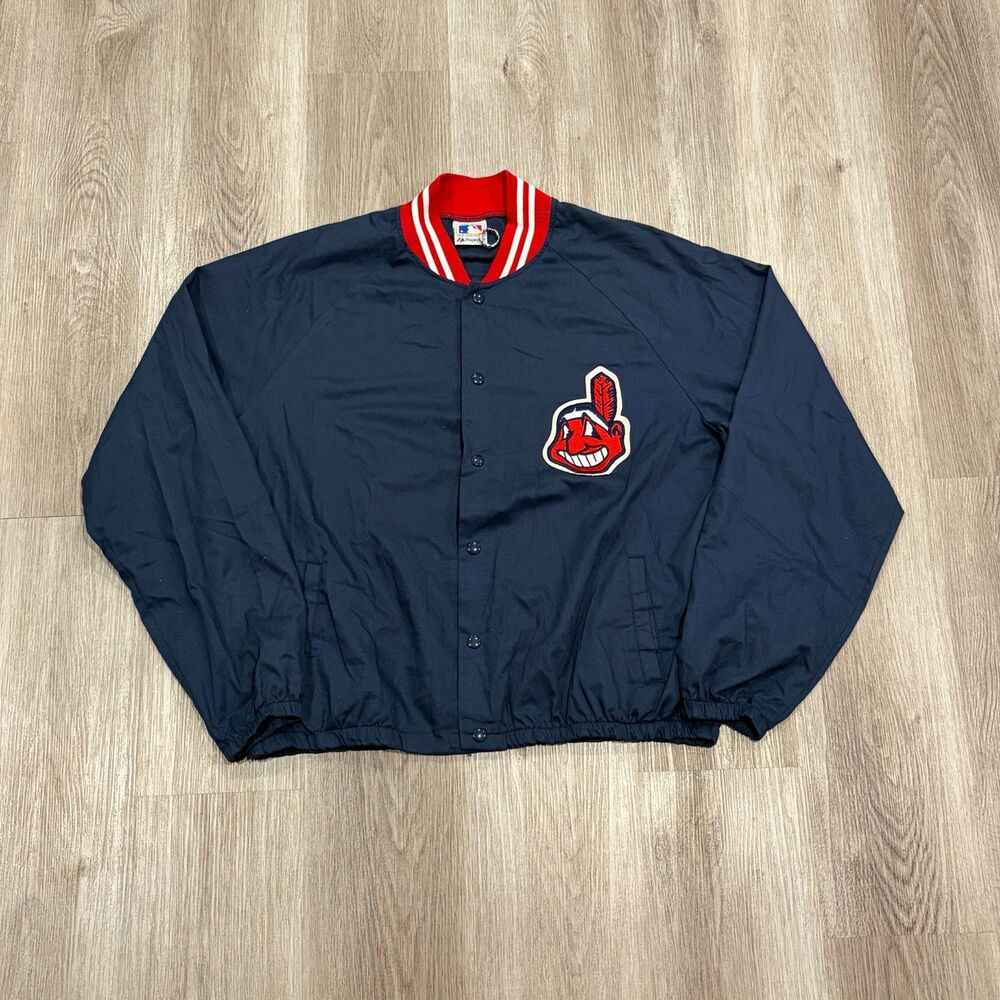 Vintage 80s Majestic Cleveland Indians Guardians Lightweight Jacket MLB Sz XL